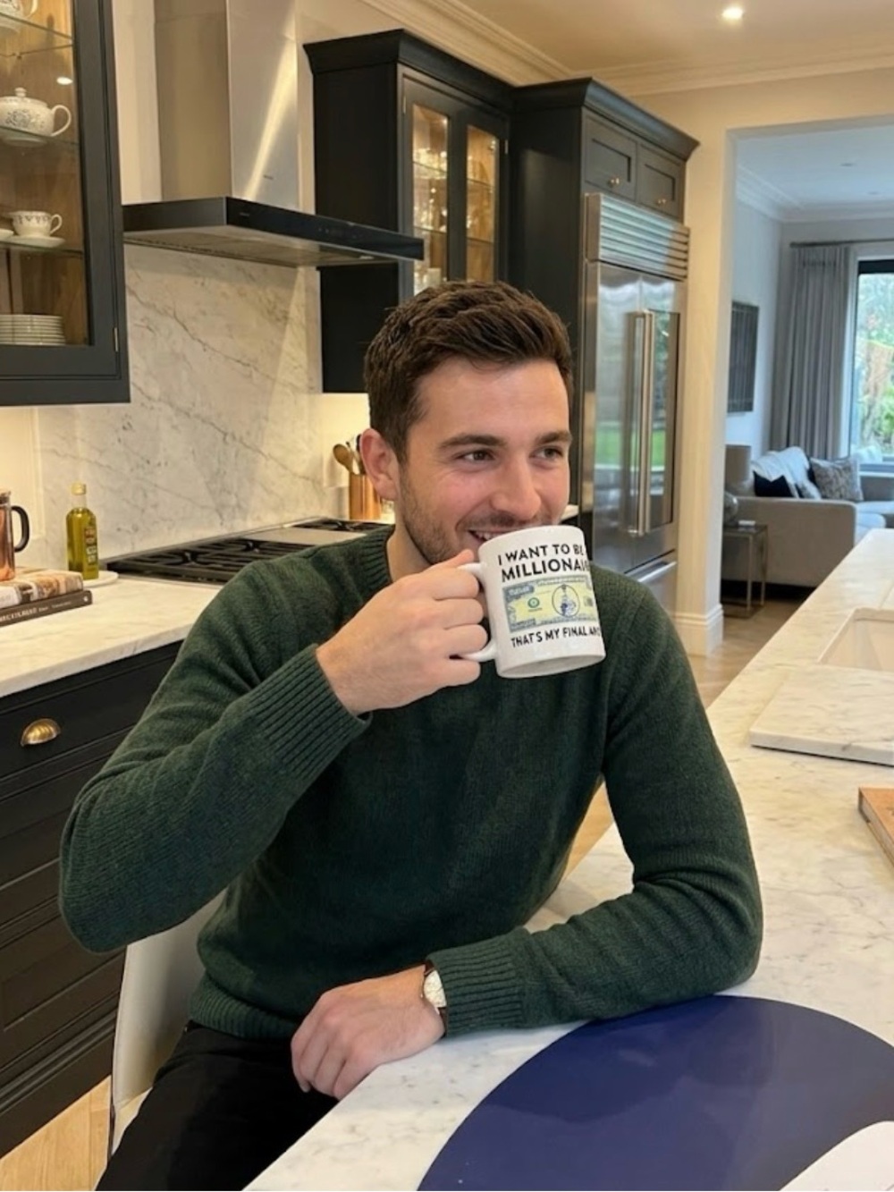 Motivational 'I Want to Be Millionaire' White Ceramic Coffee Mug